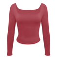 thumbnail image 4 of Tittly T Shirts for Women Basic Tees Women Long Sleeve Crop Tops For Women Slim Fit Going Out Tops Tight Tee Shirts Girl Aesthetic Clothes Tshirts Shirts Long Sleeve Shirts for Women Wine XXL, 4 of 4