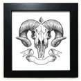 thumbnail image 1 of Goat Skull animal sketch ilustraciones Mesa de pared con marco cuadrado negro, 1 of 4