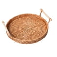 thumbnail image 5 of WAXIAYU Round Rattan Serving Tray with Handles Ottoman Platter Hand- Woven Wicker Storage Plate for Breakfast Drinks Snack Fruit Vegetables Size, 5 of 8