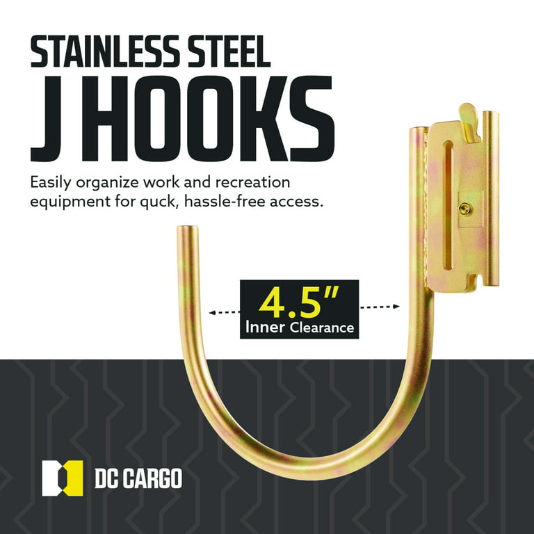2 J Hooks for E Track Systems, Large Steel JHook TieDown Accessories for  Cargo Tie Down Systems in Trucks, Trailers, Vans, with E-track Spring