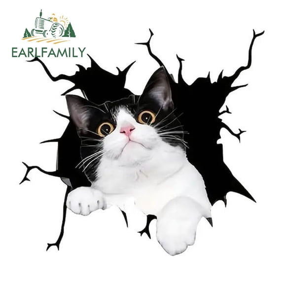 EARLFAMILY 13cm X 12cm for Cute Cat Graffiti Car Sticker Car Accessories Decal Windshield Helmet Vinyl Material Scratch-Proof Decoration