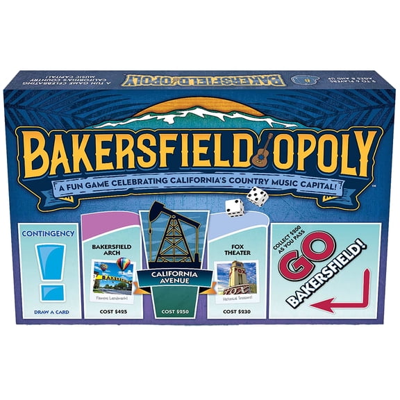 Late For The Sky: Bakersfield-Opoly - City Themed Opoly-Style Board Game, Landmark Properties, Family Strategy, 2-6 Player, Traditional or 1hr Version