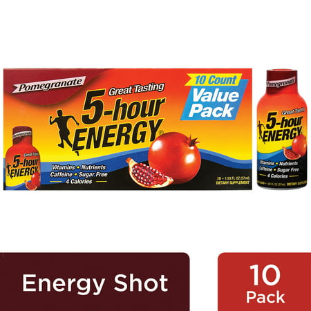 5-hour ENERGY® Regular Strength Pomegranate Flavor, Low Calorie Energy Shot, 10