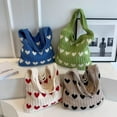 thumbnail image 6 of Women Tote Bag Shoulder Bag Knitted Hand Bag Heart Pattern Top-Handle Bag Underarm Clutch for Daily Use or Work, 6 of 6