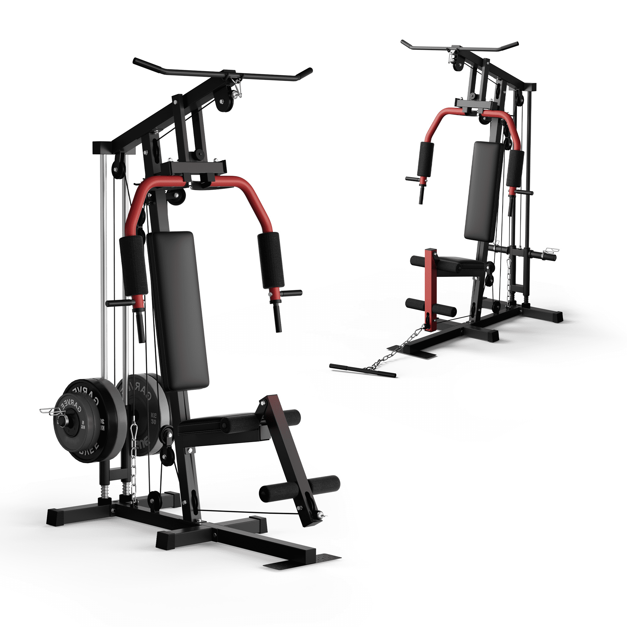 Multifunctional Home Gym Equipment, with Pulley System, Leg Press Support for Strength Training, Workout Station Suit for 1"&2" Holes of Weight Plates (Not Includ), Max 300LBS