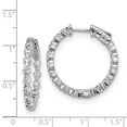 thumbnail image 2 of FB Jewels Sterling Silver Rhodium-plated CZ In and Out Hinged Hoop Earrings, 2 of 2