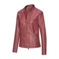 thumbnail image 5 of Puntoco, cárdigan de cuero con cremallera sólida a la moda para mujer, con bolsillo, abrigo corto, chaqueta, liquidación Puntoco Puntoco-308, 5 of 5