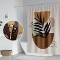 thumbnail image 3 of Mid Century Brown Boho Shower Curtain 36x72 Inch Abstract Semicircle Geometric Plant Leaves Sun Modern Minimalist Shower Curtain for Bathroom with Hooks Waterproof Polyester Fabric, 3 of 6