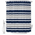 thumbnail image 2 of Dark Blue Gray Waterproof Fabric Shower Curtain,Horizontal Stripe Minimalist Geometric Waterproof Fabric Shower Curtain for Bathroom Curtains Bathtubs Shower Curtains with 12 Hooks Standard 66x72, 2 of 8