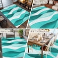 thumbnail image 6 of 5x7 Area Rugs, Turquoise Stripes Non-Skid Rubber Backing Large Rectangle Rugs - Living Room Bedroom Home Office, Vintage Farmhouse Ripple Texture Art Indoor Floor Mat Carpets Washable Rug, 6 of 9