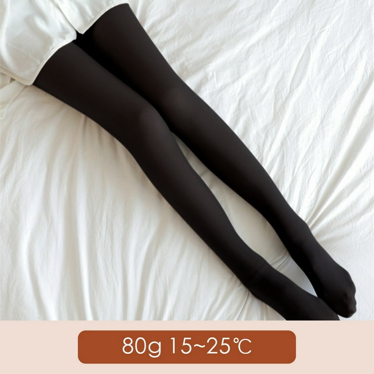 SEARCHI Winter Warm Insulated Tights Women Leggings Elastic Thick Fleece  Tights High Waist Thermal Leggings Pantyhose Skin-Transparent