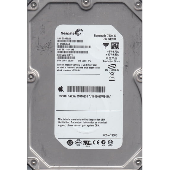 ST3750640AS, 5QD, WU, PN 9BJ148-048, FW 3.BTH, Seagate 750GB SATA 3.5 Hard Drive