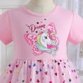 thumbnail image 3 of Girls Cartoon Rainbow Tutu Dress Short Sleeve Birthday Princess Outfit for 2-7Y, 3 of 7