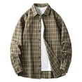 thumbnail image 1 of Blusa y camisa de manga larga con cuello vuelto para hombre, moda informal, cuello vuelto, botones, entramado, camisa de manga larga, abrigo holgado, abrigo de poliéster para hombre, 1 of 6