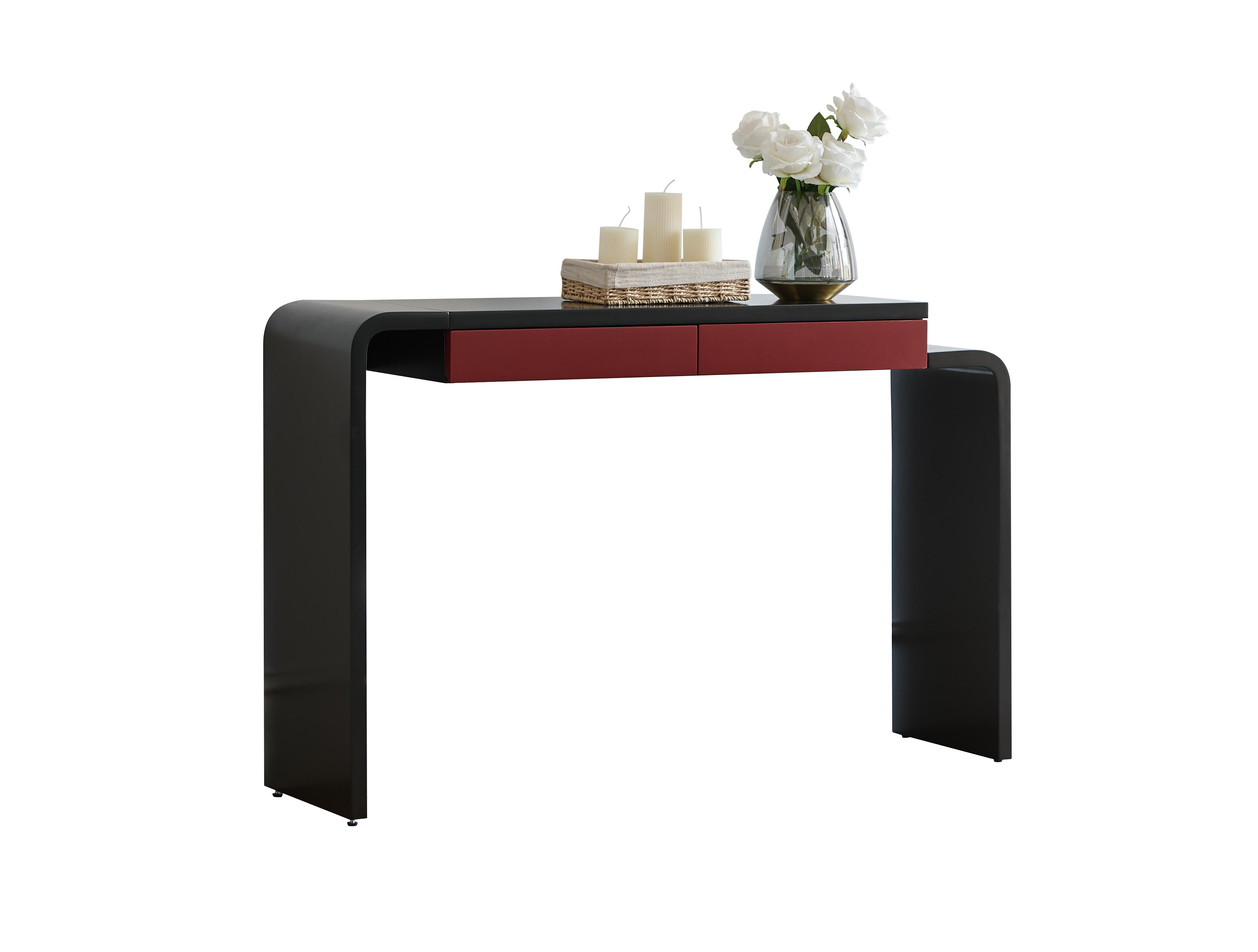 Kings Brand Furniture Yuma Wooden Console Table - Contemporary Thin Sofa Table, Side Table, Entryway Table with 2 Drawers Perfect for Hallway, Living Room, Foyer (Black)