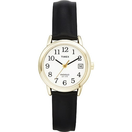 Timex Women's Easy Reader Watch, Black Leather Strap