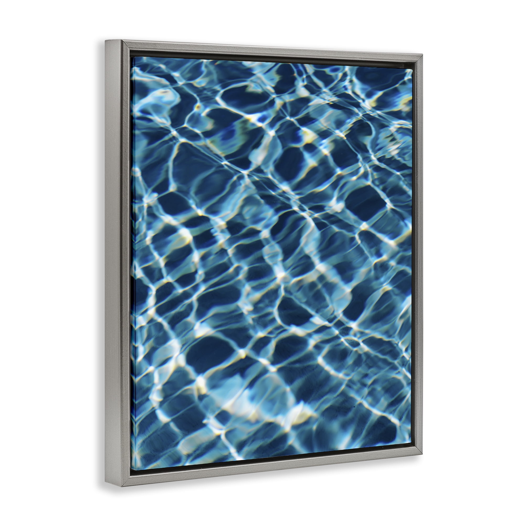 Stupell Industries Beach Water Pattern Abstract Painting Gray Floater Framed Canvas Art Print Wall Art, 25 x 31