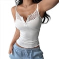 thumbnail image 2 of Camisola de Encaje con Cuello en V y Tirantes Finos para Fiesta en Club. M, 2 of 9