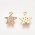 thumbnail image 2 of 2 colgantes de estrella de latón con circonitas cúbicas transparentes chapados en oro auténtico de 18 quilates, 2 of 2