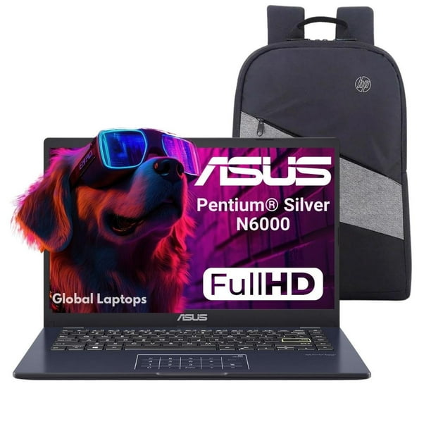 Laptop Asus E410KA Intel N6000 64GB eMMC 4GB 14" FHD STAR BLACK mas mochila de regalo azul
