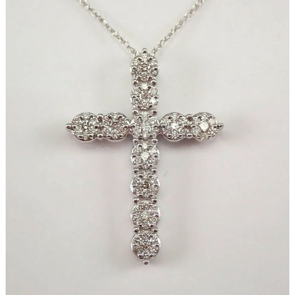 2.00Ct Round Cut Lab Created Diamond Women's Cross Pendant 14K White Gold Plated Sterling Silver