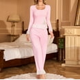 thumbnail image 6 of Levmjia Womens Pajama Set Cotton Sleepwear 2 Piece Long Sleeve Comfy Pajamas for Women Soft Wear Nightwear for Spring Fall Home Relaxation Breathable Loose Fit, 6 of 9