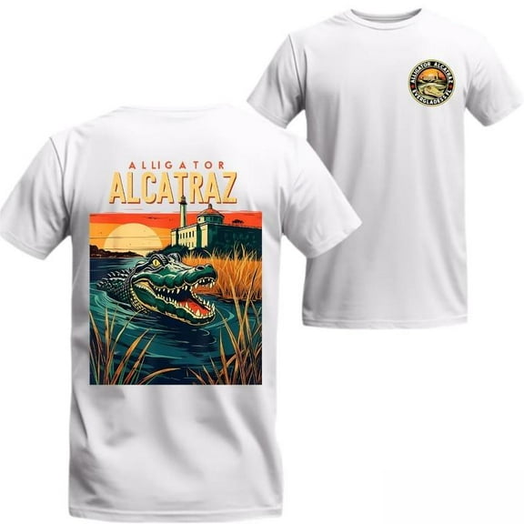 Alligator Graphic Tees Cotton Comfort T-shirts Top, Casual Streetwear Fashion Round Neck White S-5XL
