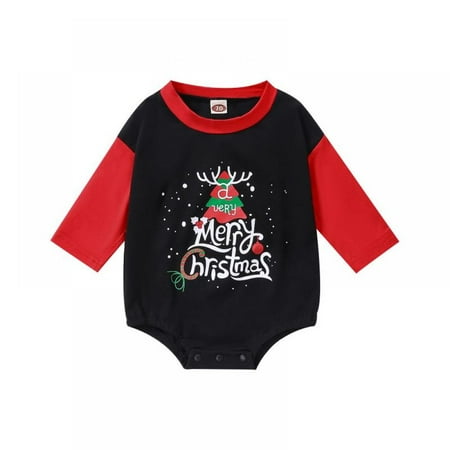 

BULLPIANO My 1st Christmas Newborn Baby Boy Girl Outfit Clothes Romper Merry Christmas Long Sleeve Jumpsuit Infant One-piece Clothing