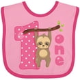 thumbnail image 3 of Inktastic Pink Sloth 1st Birthday Girls Baby Bib, 3 of 4