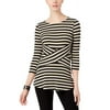 ECI Striped Bell-Sleeve Top Black/Taupe M