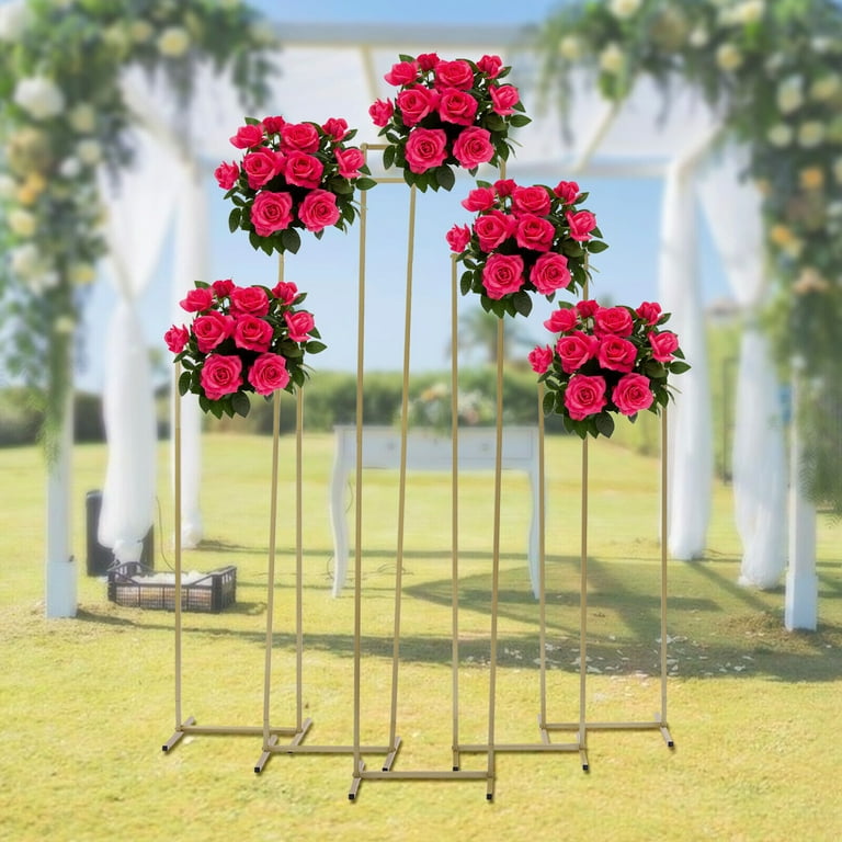 Fichiouy 5 Pcs Metal Arch Stand Vase Backdrop Balloon Flower Rack for  Wedding Birthday Party Gold 