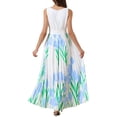 thumbnail image 3 of INSPIRE CHIC Pleated Maxi Dresses for Women's Square Neck High Waist Casual Long Floral Flare Dress L White, 3 of 6