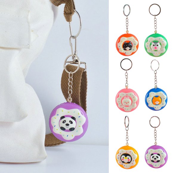 enjoywould Key Holder Cartoon Slow Rebound Donut Shape Unfading Multifunctional Decompression Toy Vivid Color Animal Donut Squeeze Toy Keychain Backpack Supplies