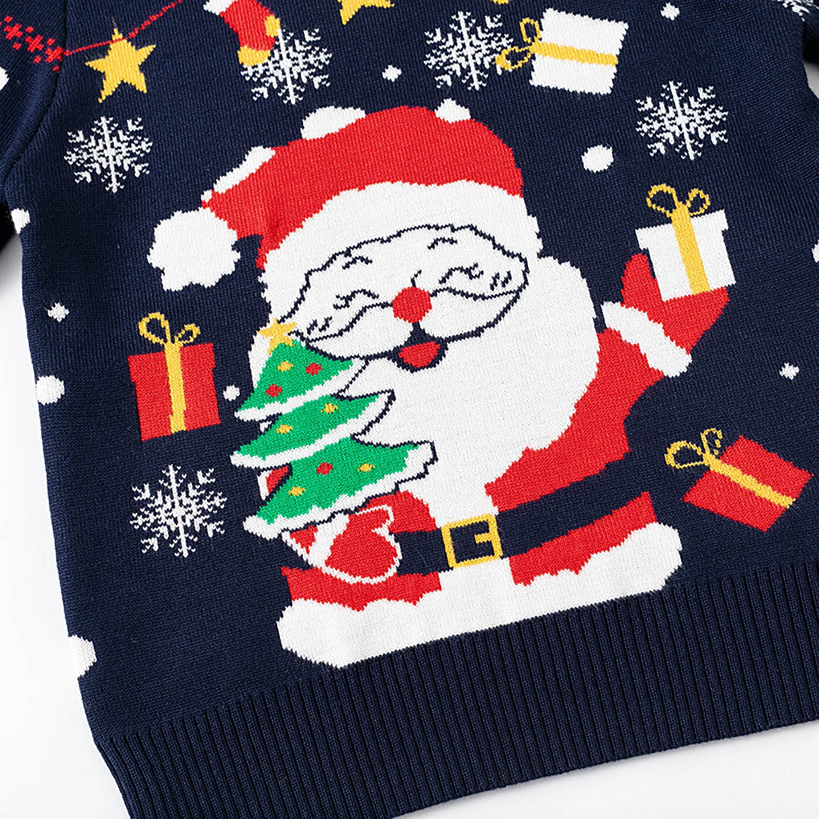 GiLiling Toddler Ugly Xmas Sweater - Baby Boys Girls Santa Graphic Crew Neck Knit Pullover Holiday Party Jumper Top (Blue, 3-4 Years)