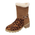thumbnail image 2 of LSLJS Bottes à la Cheville pour Femmes Grande Taille à Imprimé Léopard avec Doublure en Molleton, Talons Épais et Bottes Nues, 2 of 9