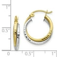 thumbnail image 3 of 10K Two-Tone Gold Earring Hoop Women'S 19 mm 17 Textured Twist Earrings, 3 of 3
