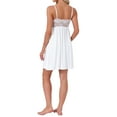 thumbnail image 3 of INSPIRE CHIC Women's Satin Lace Trim Nightgown V-Neck Bow Detail Midi Sleep Dress with Adjustable Straps M White, 3 of 6
