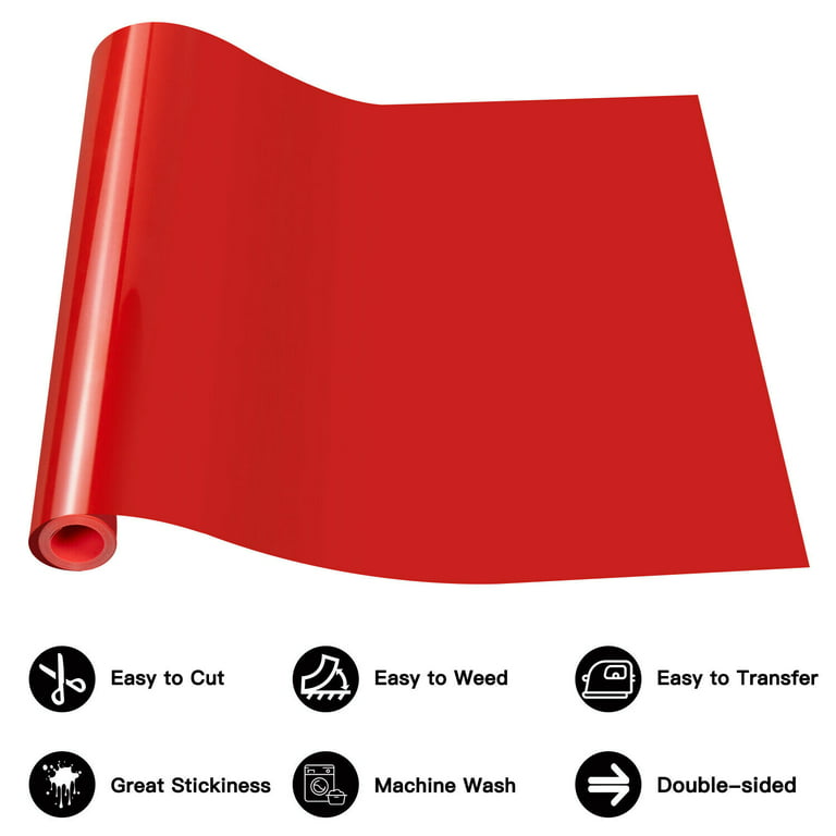 Rose Red HTV Heat Transfer Vinyl 12 x 5FT Iron on Heat Press Rose Red  Vinyl Roll for Cricut & Heat Press Machine,Perfect for T Shirts & Other  Fabric DIY(Rose Red) 
