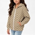 thumbnail image 7 of Maqroz Girls Polka Dots Jackets Cute Print Hoodie Jacket Long Sleeve Zip Up Casual Fall Winter Trendy Outerwear with Pockets Khaki,11-12 Years, 7 of 7