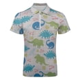 thumbnail image 4 of Cartoon Dinosaur Men Zipper T-shirt Summer Casual Short Sleeve T-shirt Top, 4 of 7