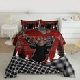 thumbnail image 2 of Feelyou Jungle Moose Elk Boys Full Size Comforter Sets, Rustic Western Plaid Bedding Comforter Set, Red Farmhouse Theme Reversible Bedding Sets, Lightweight Room Decor, 3 Pieces, 2 of 8