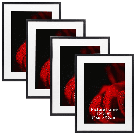 12x18 Picture Frame for Wall Mounted Display Vertically or Horizontally 4 Pack, Black