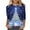 Blue A, variant on Christmas Plus Size Shirts for Women 3/4 Length Sleeve Holiday Tops Crew Neck Graphic Printed Festive Tees Outfits (XL, Green 01)