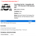 thumbnail image 2 of Front Brake Pad Set - Compatible with 1992 - 1999 Chevy C1500 Suburban GAS 1993 1994 1995 1996 1997 1998, 2 of 2