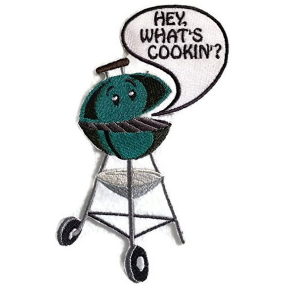 Apron Design [Hey What's Cooking In] Embroidered Iron On/Sew patch [6.8 X 4.45]