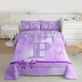 thumbnail image 2 of Manfei Personalized Initial Letter P Girl 3-Piece Full Size Comforter Sets,Flying Butterfly Bedding Comforter Set,Dreamy Princess Lightweight Bedding Sets,Bling Glitter Room Decor,Reversible, 2 of 8