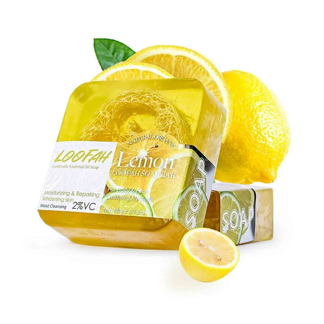 Fiudx Jabón de Limón, Barra de Lufa con Aceite Nutritivo, Jabón Marino de Limpieza Profunda, Aclara El Tono Desigual de La Piel, Apto para Pieles Sensibles, Fórmula Suave para Todo Tipo de Pieles.