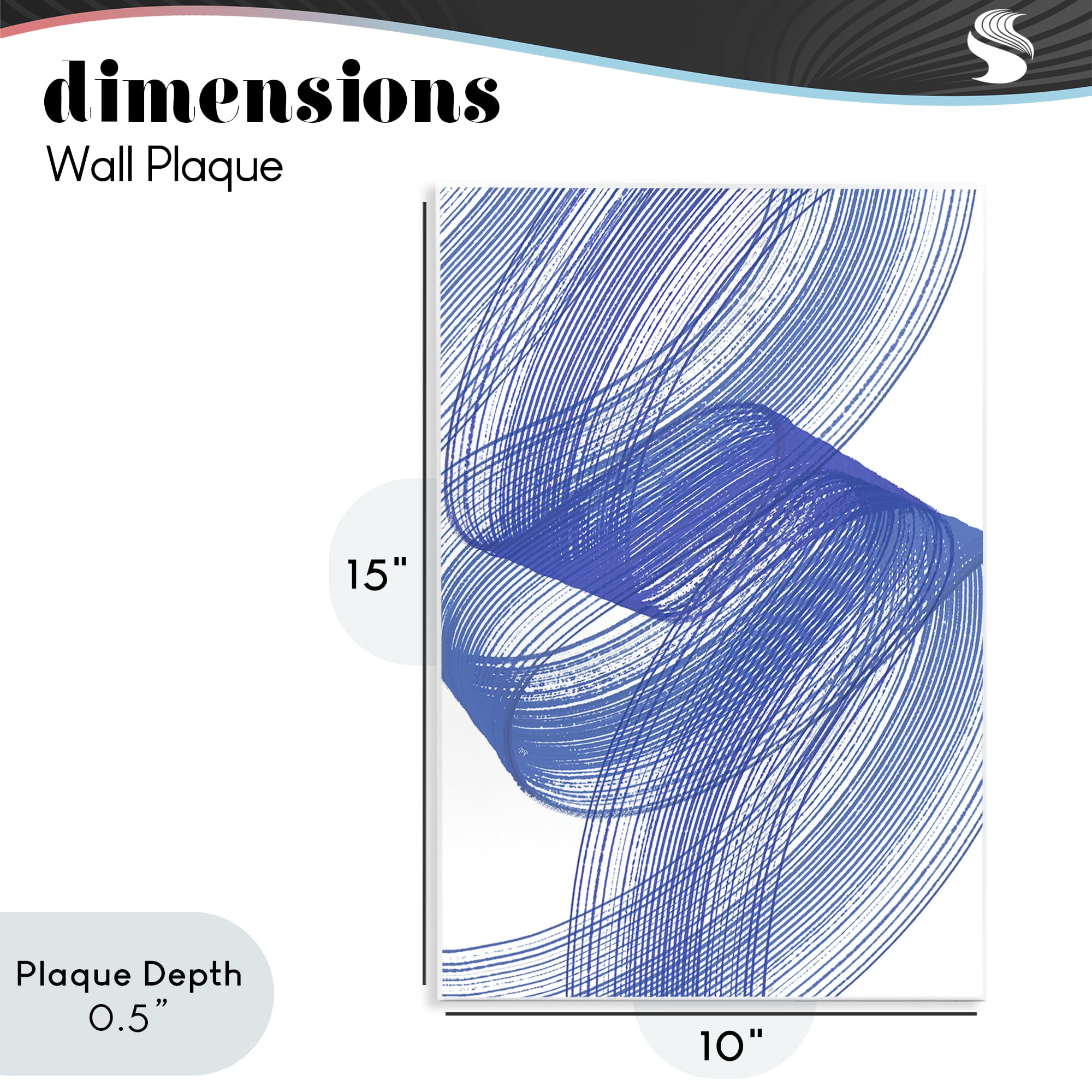 Stupell Industries Blue Lines Flowing In Motion Wall Plaque Art, design by Martina Pavlova