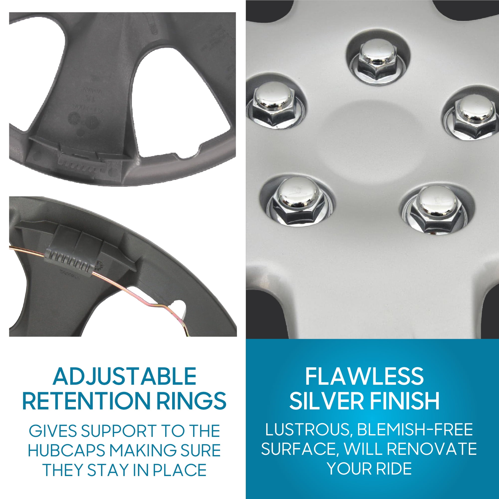 (4-Pack) BDK Premium Hubcaps 15" Wheel Rim Cover Hub Caps OEM Style Replacement Snap On Car Truck SUV - 15 Inch Set