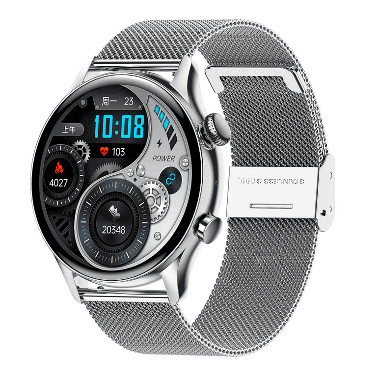 Wireless 2022 with NFC 1.36 inch Round Amoled Screen Call Watches for Man Heart Ios Android (Silver Steel) Walmart.com